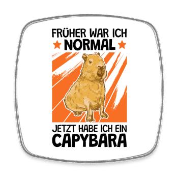 Capybara früher war ich normal Wasserschwein - Viereckiger Kühlschrankmagnet - Weiß - Vorne