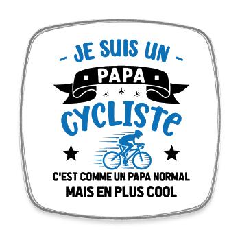 Je suis un Papa Cycliste Humour Vélo - Magnet carré - blanc - Devant
