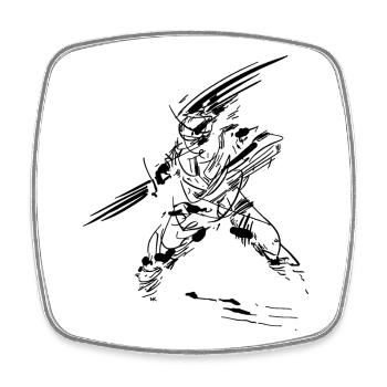 Sketch Warrior - Magnet carré - blanc - Devant