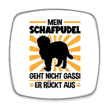 Schafpudel Gassi gehen zotthaariger Hütepudel - Viereckiger Kühlschrankmagnet - Weiß - Vorne