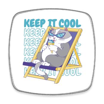 Crème glacée Été Plage Crème glacée Chat de vacances - Magnet carré - blanc - Devant