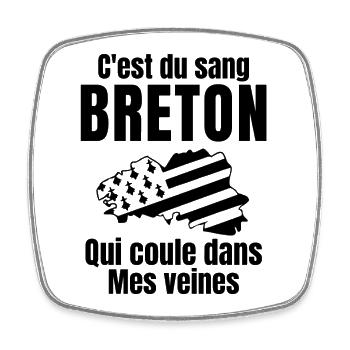 Bretagne, fierté Bretonne, j'aime la Bretagne - Magnet carré - blanc - Devant