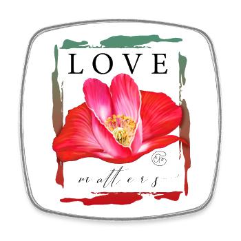 Rote Mohnblume Herz Love Matters Spruch über Liebe - Viereckiger Kühlschrankmagnet - Weiß - Vorne