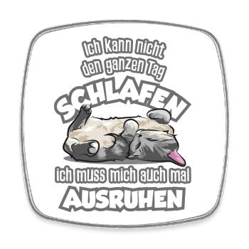 Süße schlafende Kuschelkatze mit Spruch - Viereckiger Kühlschrankmagnet - Weiß - Vorne