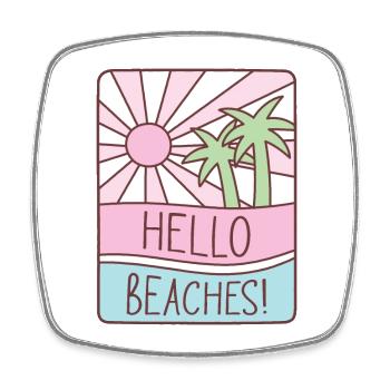 Drôle Hello Plages Pun Sunshine Pastel Été - Magnet carré - blanc - Devant