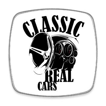 classic real cars illustration symbol cars logo - Square fridge magnet - white - Front