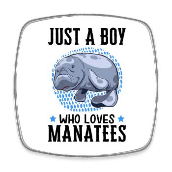 Boy of manatees loves marine mammal manatee - Square fridge magnet - white - Front