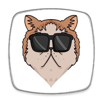 Exotic Shorthair Cat cat with sunglasses - Square fridge magnet - white - Front