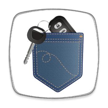 Car key with remote control in your pocket - Square fridge magnet - white - Front
