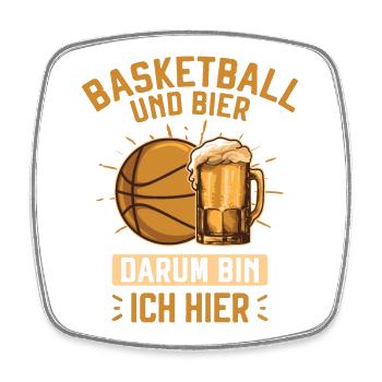 Basketball und Bier Lustig Basketballer B-Ball - Viereckiger Kühlschrankmagnet - Weiß - Vorne