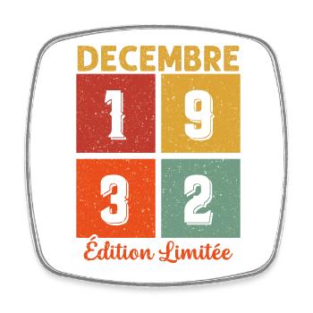 Vintage Décembre 1932 Edition limitée Cadeau - Magnet carré - blanc - Devant