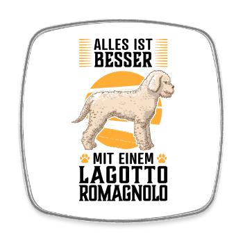 Alles ist besser mit Lagotto Romagnolo Wasserhund - Viereckiger Kühlschrankmagnet - Weiß - Vorne