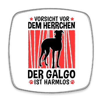 Vorsicht vor dem Galgo Espanol Herrchen - Viereckiger Kühlschrankmagnet - Weiß - Vorne