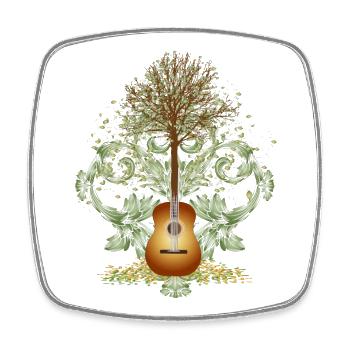 faszinierendes surreales Gitarren Motiv mit Baum - Viereckiger Kühlschrankmagnet - Weiß - Vorne