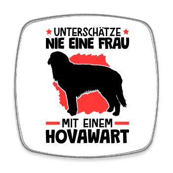 Unterschätze nie eine Frau mit Hovawart - Viereckiger Kühlschrankmagnet - Weiß - Vorne