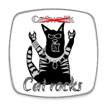 Funny Cat Rocks Heavy Metal Festival Motif - Square fridge magnet - white - Front