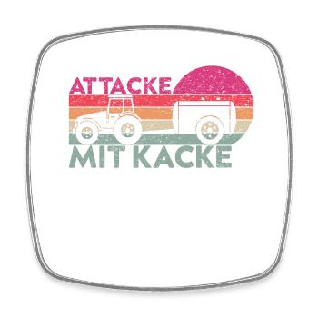 Attacke mit Kacke Lustig Bauer und Landwirt Spruch - Viereckiger Kühlschrankmagnet - Weiß - Vorne
