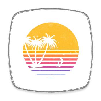 Plage été vacances palmiers 4 - Magnet carré - blanc - Devant