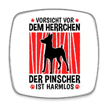 Vorsicht Zwergpinscher Herrchen Pinscher - Viereckiger Kühlschrankmagnet - Weiß - Vorne