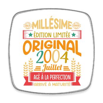 Millésime Né(e) Juillet 2004 Cadeau Anniversaire - Magnet carré - blanc - Devant