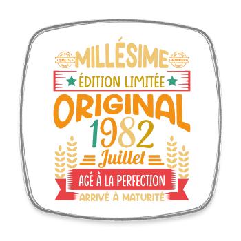 Millésime Né(e) Juillet 1982 Cadeau Anniversaire - Magnet carré - blanc - Devant