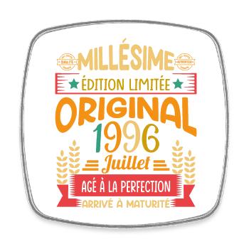 Millésime Né(e) Juillet 1996 Cadeau Anniversaire - Magnet carré - blanc - Devant