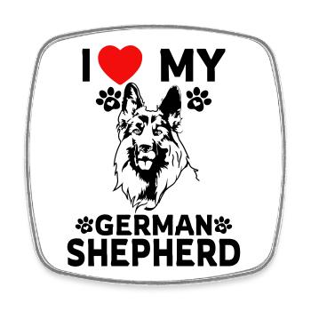 I love my German Shepherd - Square fridge magnet - white - Front
