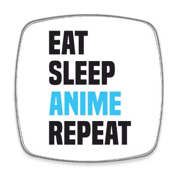 Eat Sleep Anime Repeat - Square fridge magnet - white - Front