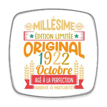 Millésime Né(e) Octobre 1922 Cadeau Anniversaire - Magnet carré - blanc - Devant