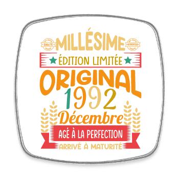 Millésime Né(e)Décembre 1992 Cadeau Anniversaire - Magnet carré - blanc - Devant