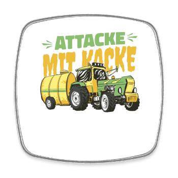 Attacke mit Kacke Lustig Bauer und Landwirt Spruch - Viereckiger Kühlschrankmagnet - Weiß - Vorne