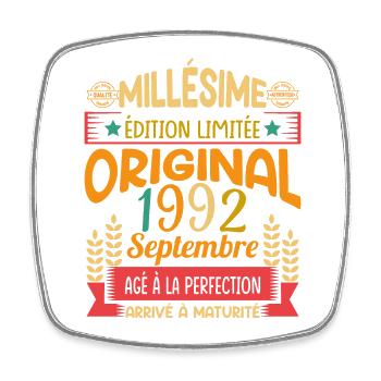Millésime Né(e) Septembre 1992 Cadeau Anniversaire - Magnet carré - blanc - Devant