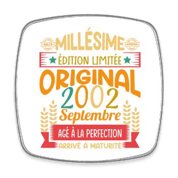 Millésime Né(e) Septembre 2002 Cadeau Anniversaire - Magnet carré - blanc - Devant