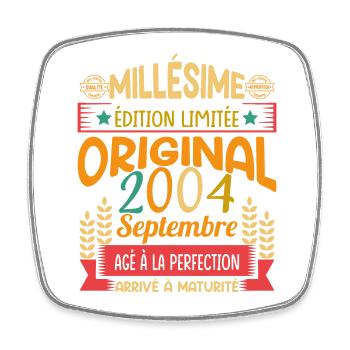 Millésime Né(e) Septembre 2004 Cadeau Anniversaire - Magnet carré - blanc - Devant