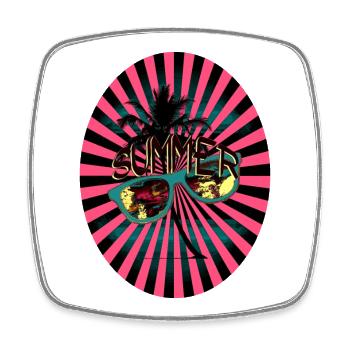 Summer Sunbeams Palm Tree Sunglasses - Square fridge magnet - white - Front
