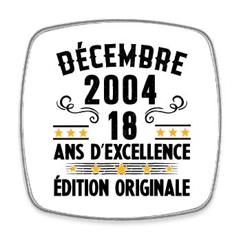 18 Ans Anniversaire Vintage Né(e) en Décembre 2004 - Magnet carré - blanc - Devant