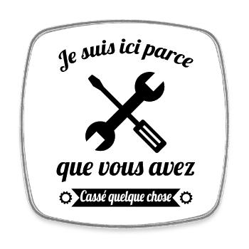 Humour Mécanicien Mécano Mécanique Auto Garagiste - Magnet carré - blanc - Devant