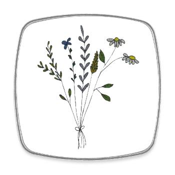 blumenwiese strauss fabric - Square fridge magnet - white - Front