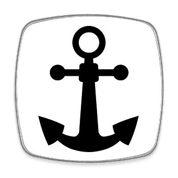 Icône du symbole d’ancre Logo Graphique de l’eau de mer - Magnet carré - blanc - Devant