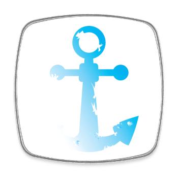 Utilisé look symbole d’ancre mer eau mer graphique - Magnet carré - blanc - Devant