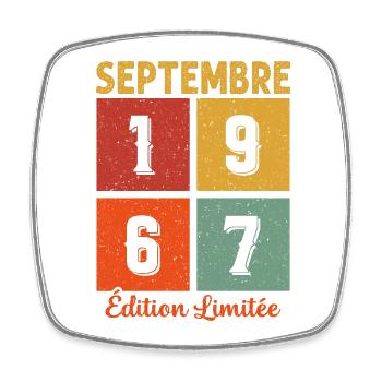 Septembre 1967 Original Idée Cadeau Anniversaire - Magnet carré - blanc - Devant