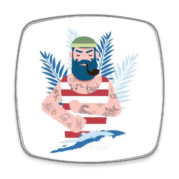 Matrose Kapitän tattoo pfeife meer küste moin Bart - Viereckiger Kühlschrankmagnet - Weiß - Vorne