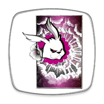 hase bad skate grimmig lol yolo explosion cool str - Viereckiger Kühlschrankmagnet - Weiß - Vorne