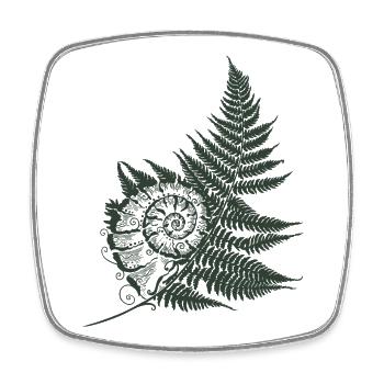 Farn Schneckenhaus Farnblatt Herbst - Viereckiger Kühlschrankmagnet - Weiß - Vorne