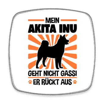 Akita Inu Gassi gehen japanischer Spitz - Viereckiger Kühlschrankmagnet - Weiß - Vorne