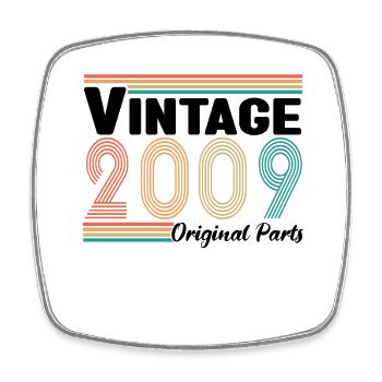 Vintage 2009 Anniversary Retro Gift - Square fridge magnet - white - Front