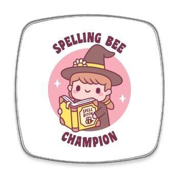 Süße kleine Hexe Rechtschreibung Bee Champion Lustig - Viereckiger Kühlschrankmagnet - Weiß - Vorne