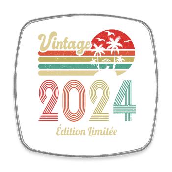 Vintage 2024 Vintage Anniversaire Idée Cadeau 2024 - Magnet carré - blanc - Devant