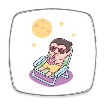 Vampire mignon se relaxant et appréciant le bain de lune - Magnet carré - blanc - Devant