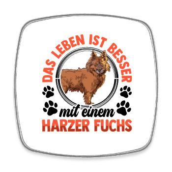 Leben ist besser mit Harzer Fuchs Hütefuchs - Viereckiger Kühlschrankmagnet - Weiß - Vorne